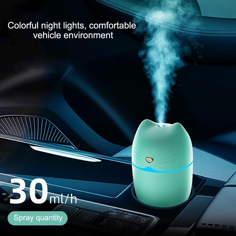 mobigon Wood Cool Mist Ultrasonic Humidifier for Room Moisture, Aroma Diffuser for Home, 260ml Essential Oil Diffuser with 7 Colorful Night Light, Auto Shut-Off, Home, Office, car (Turquize)