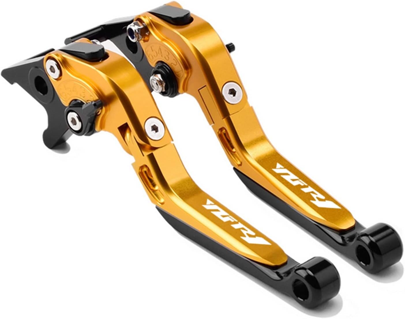 Replacement for Ya Ma Ha YZF R1 YZF-R1 2002-2003 Motorcycle Accessories Adjustable Foldable Extendable Scooter Brake Clutch Lever Handle Brake levers(GoldGoldBlack)