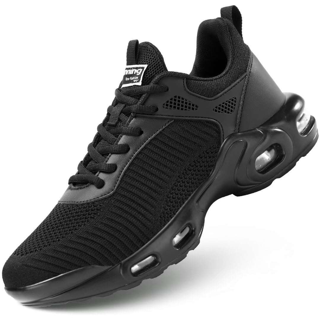 Kapsen Mens Low Top Walking Shoes Lightweight Breathable Non Slip Air Running Shoes Comfortable Fashion Sneakers Workout Casual Black