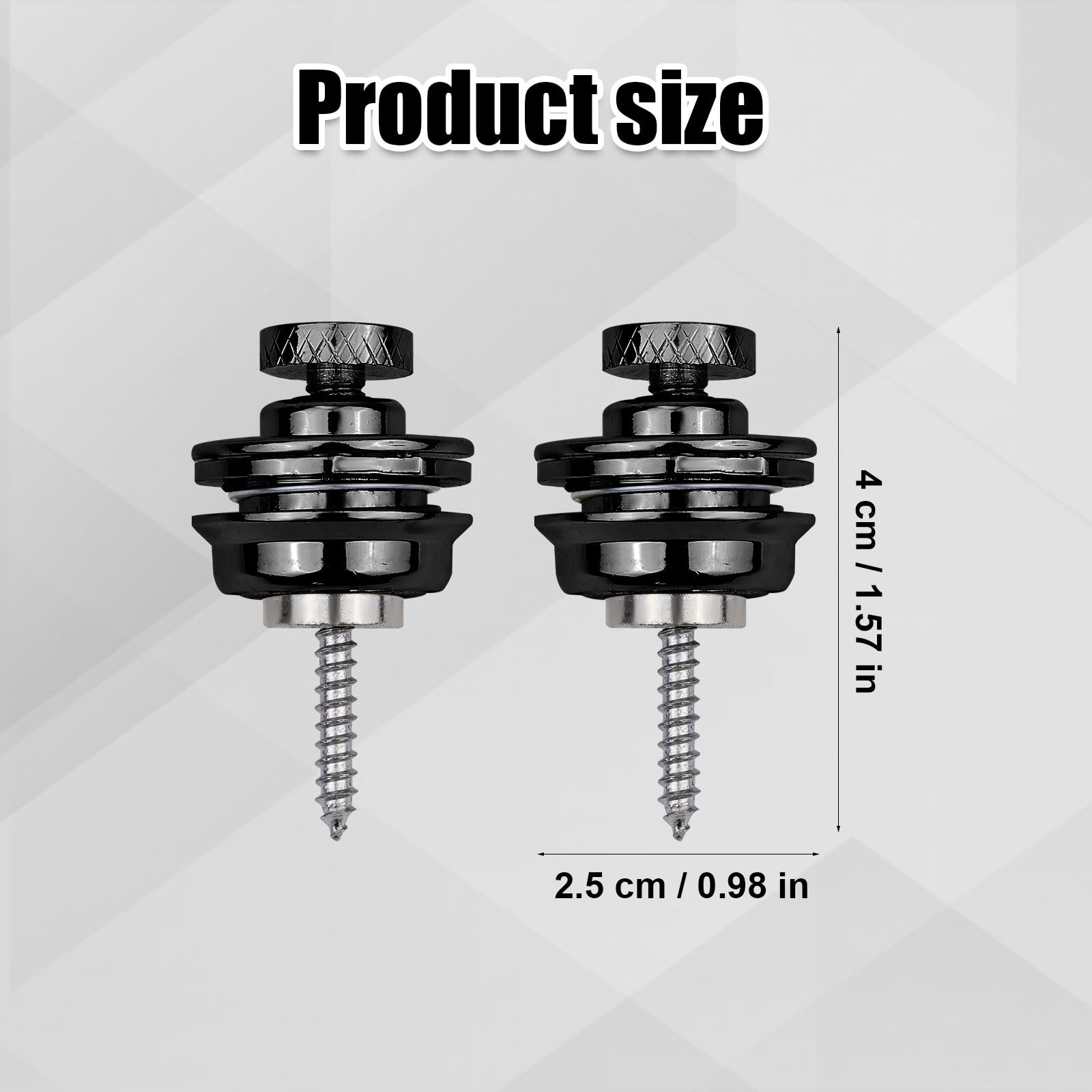 2pcs Guitar Strap Lock and Button, Metal Guitar Strap Retainer Easy to Install Guitar Strap Fastener Strap End Pins Clip for Bass Ukulele Acoustic Classical Electric Guitar Accessories (Black)