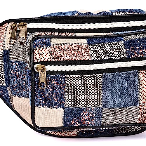 Image of K London Stylish Canvas Multi Colored Ethnic Design Waist Pack Waist Pouch Travel Pouch Passport Holder Waist Bag with Adjustable Strap(11702 Multi)