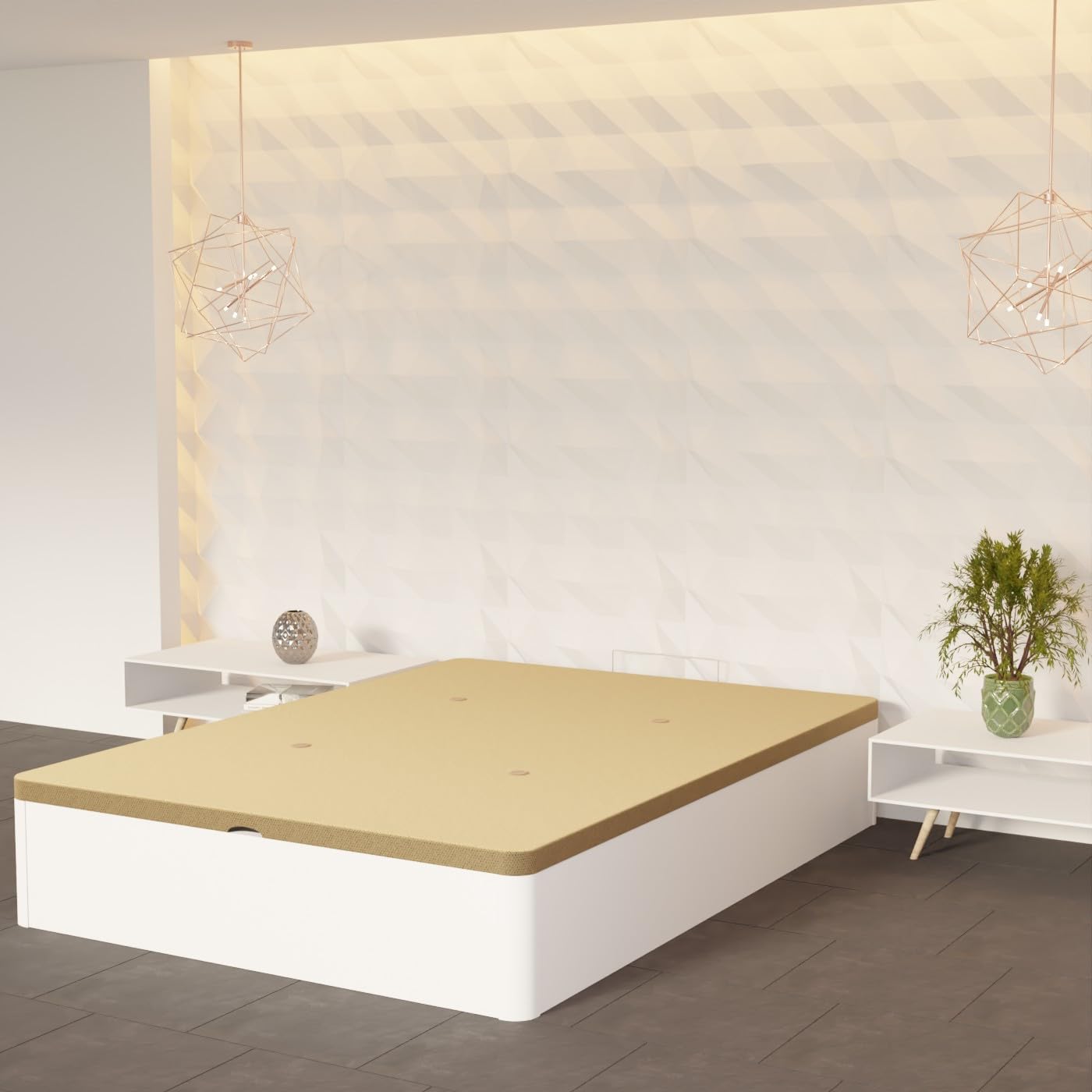mattfy - Canapé Abatible de Madera Súper Reforzado con Gran Capacidad, Esquinas Redondeadas, 135 x 190, Blanco