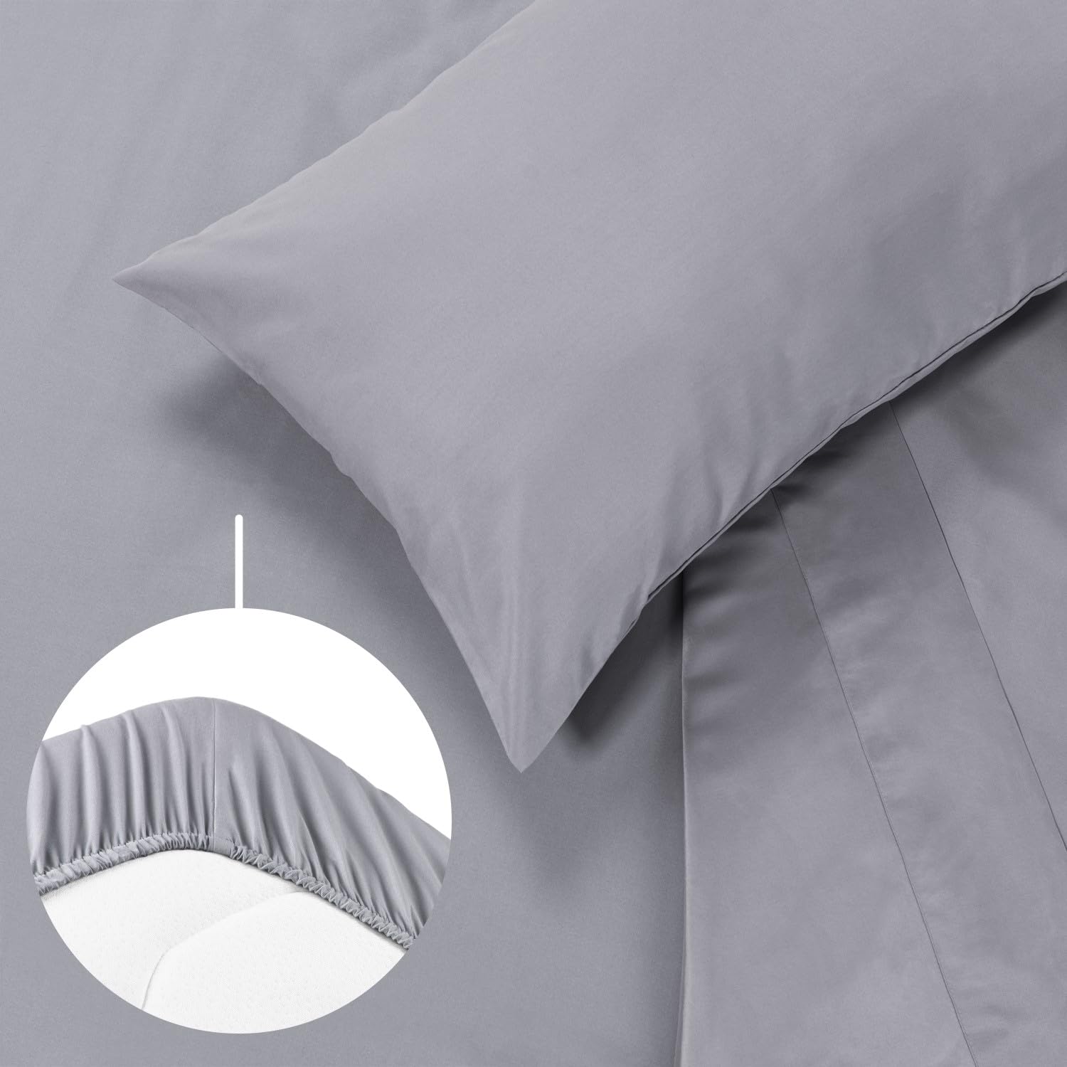 Blumtal Completo lenzuola matrimoniali 3pz - completo letto matrimoniale certificato OEKO-TEX - lenzuolo con angoli 180x200x30cm + lenzuolo 280x275cm + federa cuscino 50x80cm in microfibra - grigio