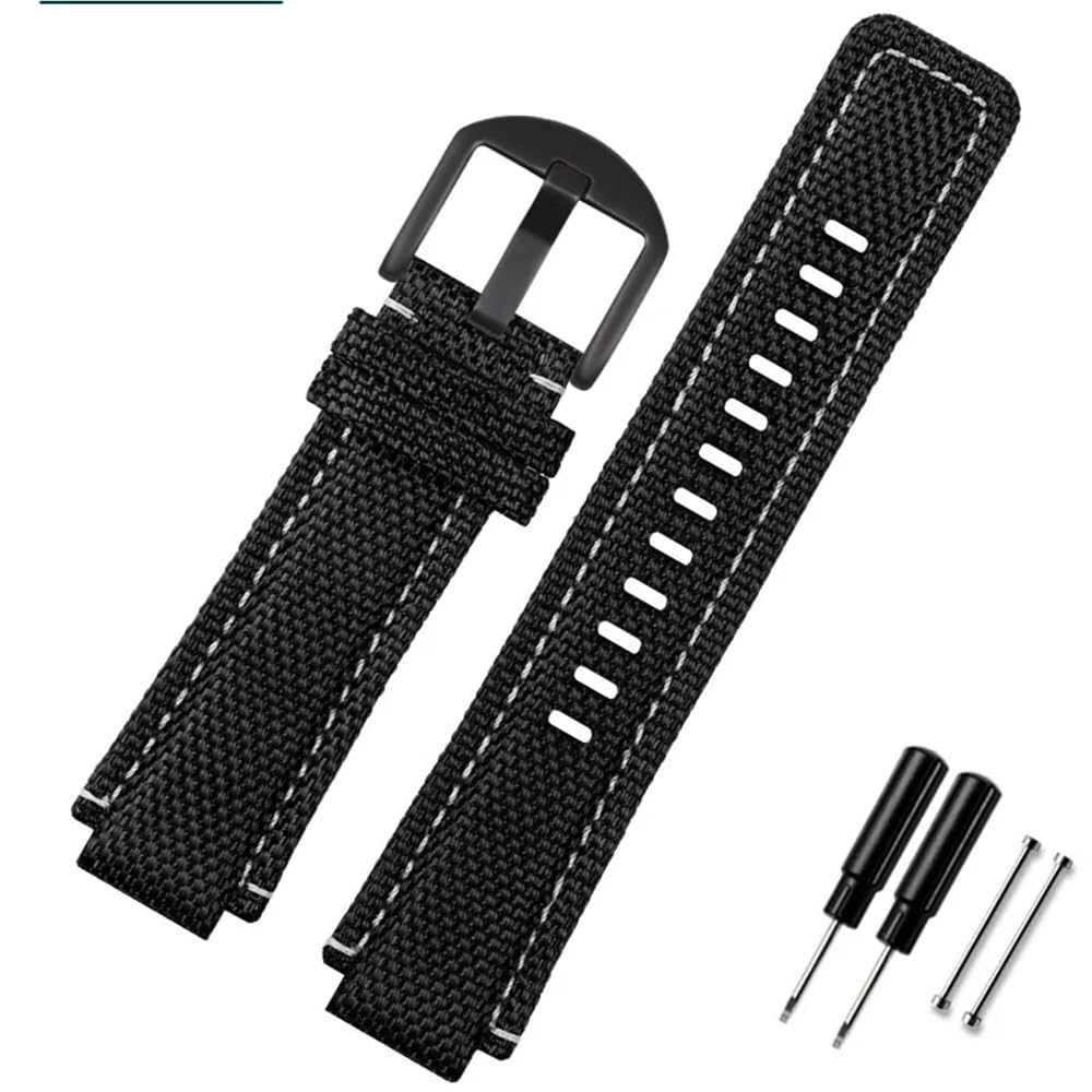 Hutbuveaw Black Button Style Canvas Watchband For Timex T2n721 Tw2t76300 76500 Convex Interface Strap 24 * 16Mm Army Green Black Wrist Bracelet(Black Button)