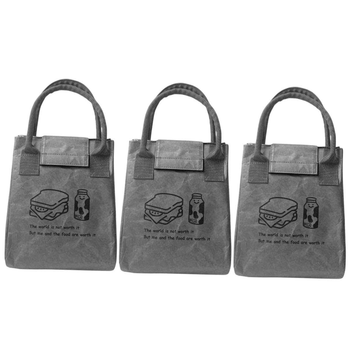 Cabilock 3piezas Bolsa De Almuerzo Aislante Reusable Para Llevar Comida Fiambrera Kraft Gran Capacidad Para Picnic y Trabajo