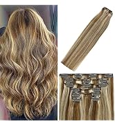 WindTouch Clip in Hair Extensions Human Hair Balayage Medium Light Brown to Blonde 15Inch 70g Hai...