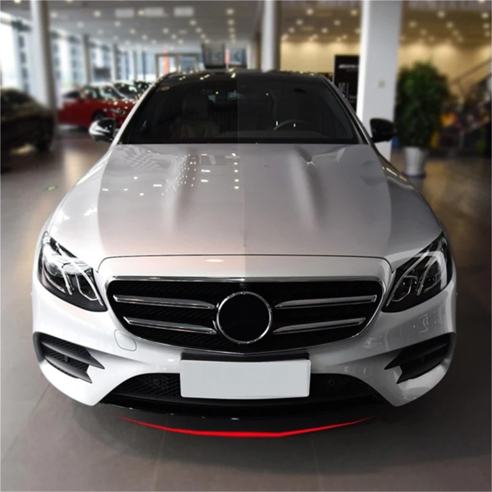 para Benz Clase E W213 C238 A2138857000 A2138857800 Parachoques Delantero Alerón Divisores Difusor Cromado Embellecedor Lip Delantero(Glossy Black)