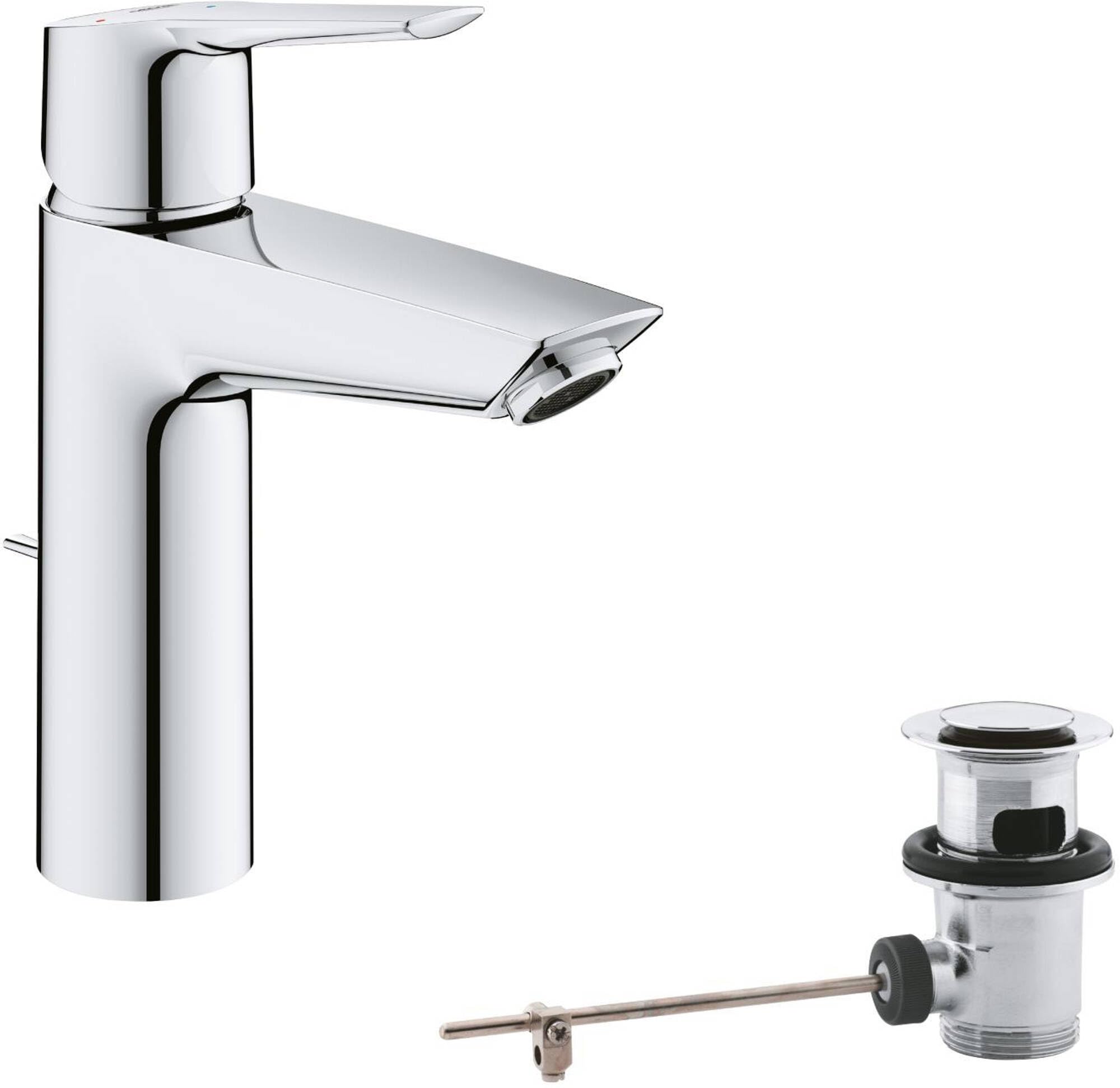 GROHE QUICKFIX Start 23552002 bateria umywalkowa jednouchwytowa (oszczędność wody, rozmiar M, w zestawie narzędzie montażowe 3 w 1, szybkie mocowanie), chrom,