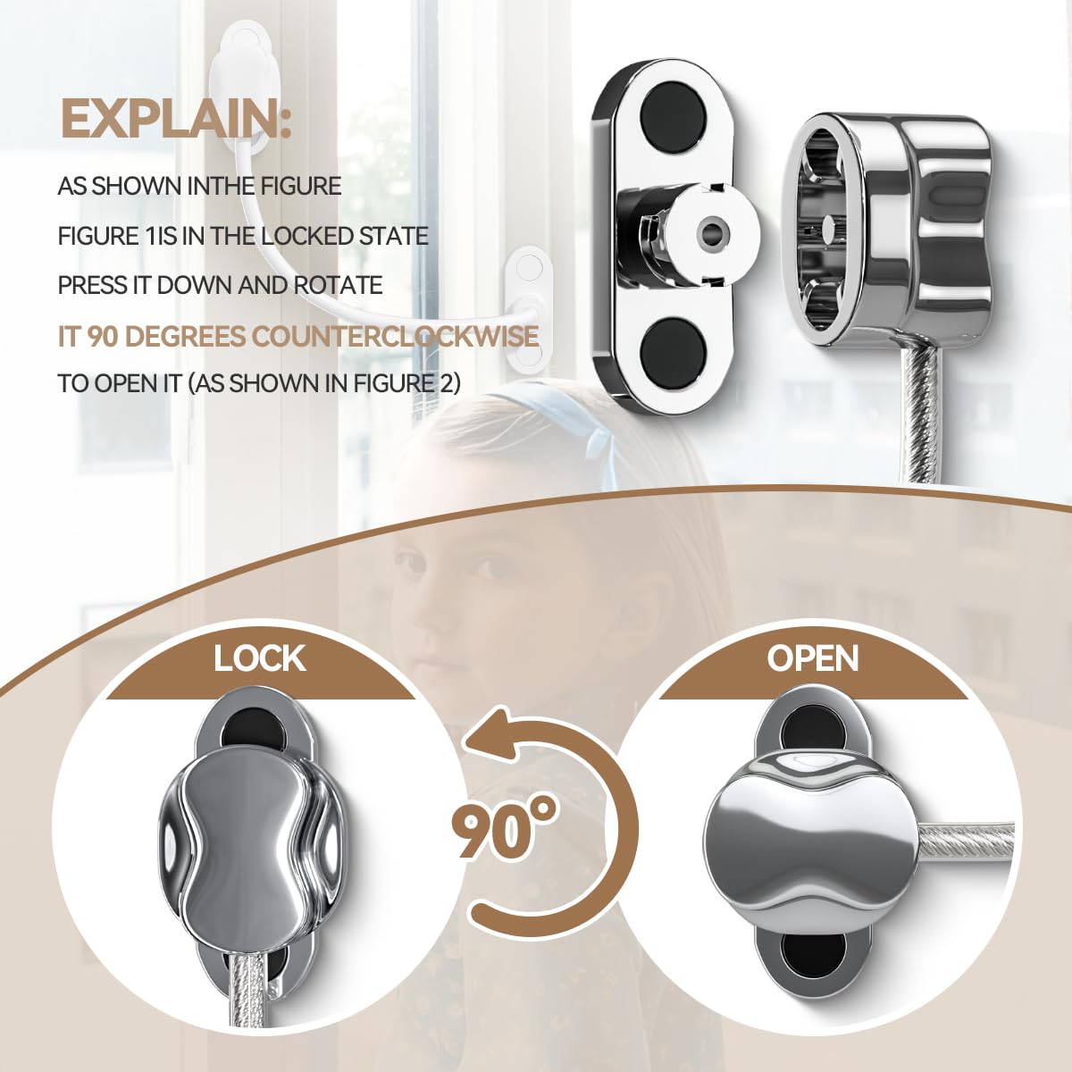 Bwintech 5 Pack Chrome Keyless Window Restrictor - Image 4