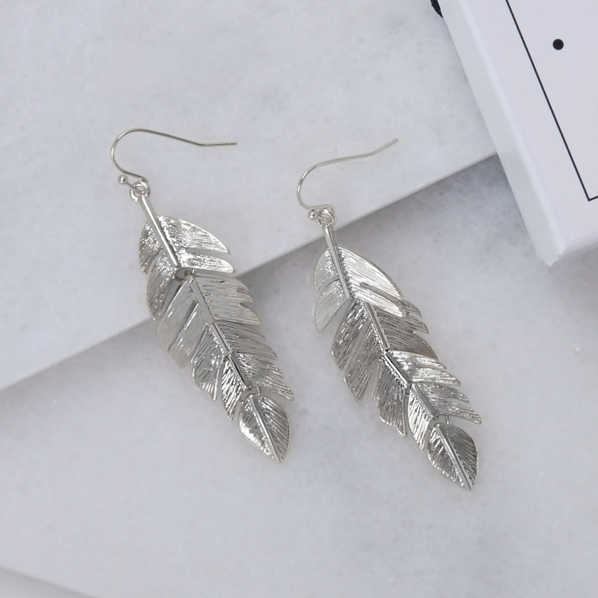 Leaf Earrings for Women - Long Hanging Boho Feather Earrings Plated in Gold, Silver, or Rose Gold Tone - Image 3