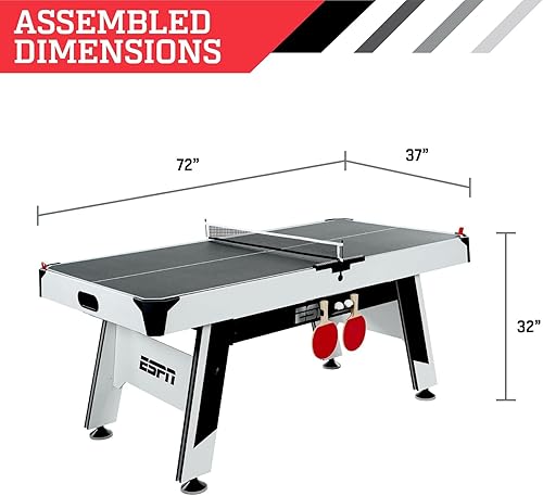Miniatura 4 de Juego de mesa de juego de hockey de aire con parte superior de tenis de mesa ESPN de 72 pulgadas Power Play 2 en 1 para niños y adultos, estilo