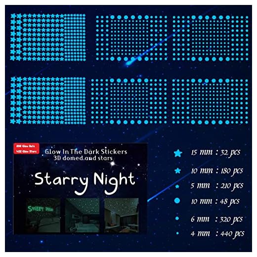 1230 PCS Ultra Glow in The Dark Stars Wall Stickers, 3D Adhesive Dots Decor Starry Sky Decor for Kids Bedroom or Birthday Gift,Beautiful Wall Decals - Sky Blue