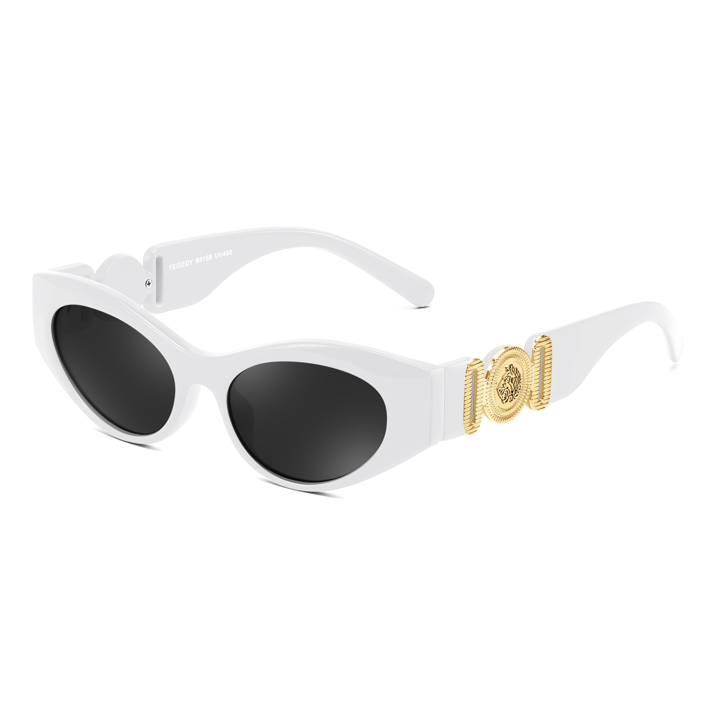 FEISEDY Women Small Sunglasses Cat Eye Frame 90s Vintage Men Glasses Y2k Narrow Thick Style Shades B9168