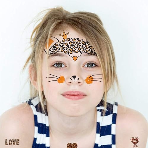 Miniatura 6 de Juego de calcomanías de tatuaje de cara temporal de animales para niños y adultos, transferencia de agua, mariposa, panda, ciervo, jirafa, festival,