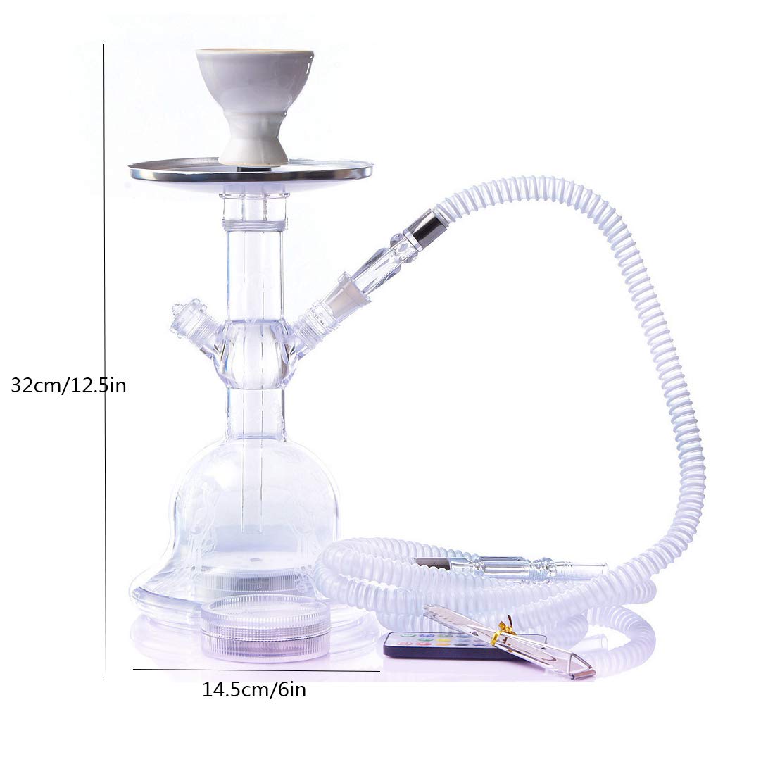 Conjunto Pipa de Agua, Acrílico Pipa de Agua Cacerola de Pipa Agua de la Manguera con Pinzas Cuenco de Cerámica de la Manguera Y el Titular de Carbón, Acrílico del Kit de la Pipa de Agua