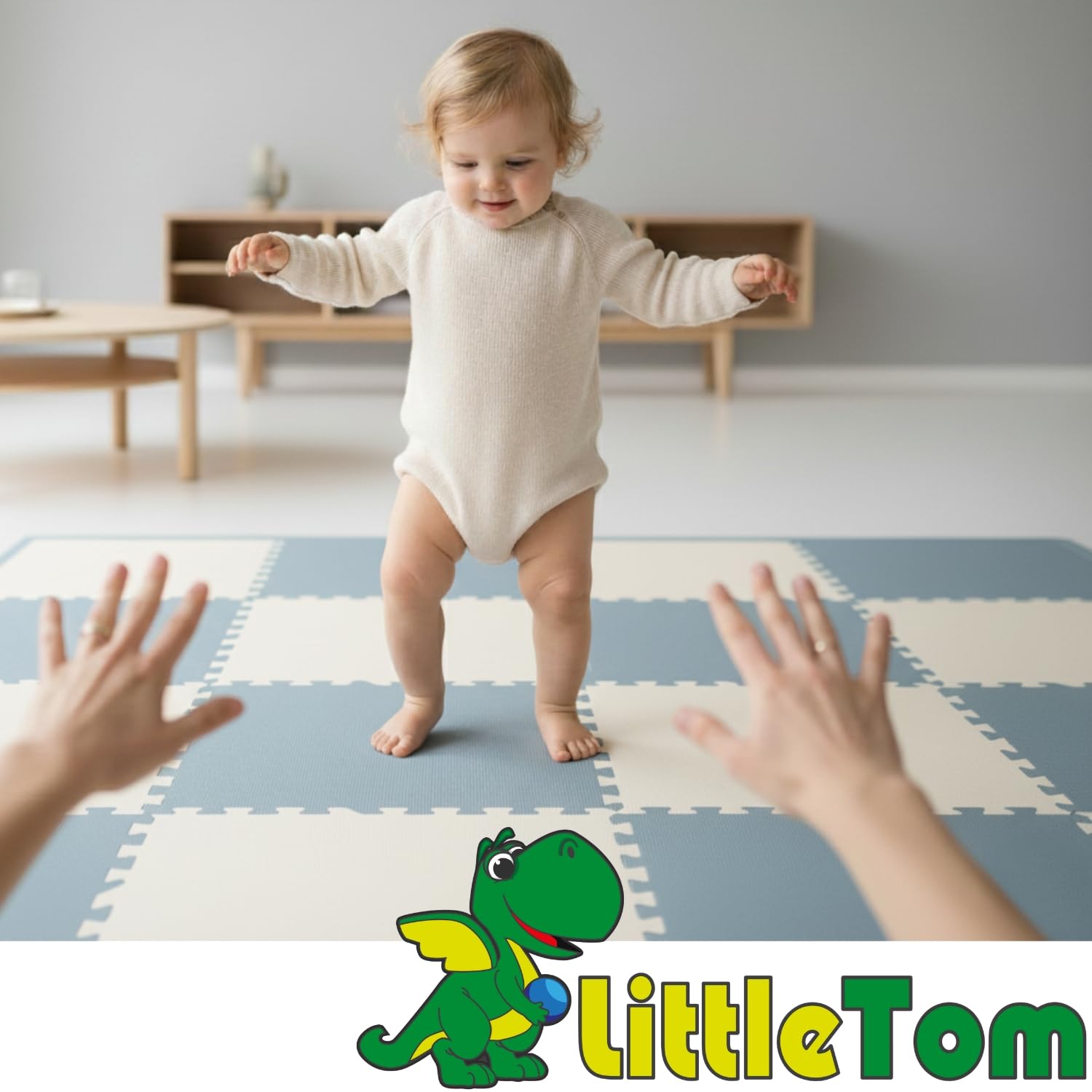 LittleTom 27 Pièces Tapis de Sol Bébé dès Le Premier Mois - 30x30 cm Dalles en Mousse EVA - Surface de Jeu Douce pour l'Éveil - Carrés Puzzle Antidérapants - Revêtement pour la Chambre des Petits