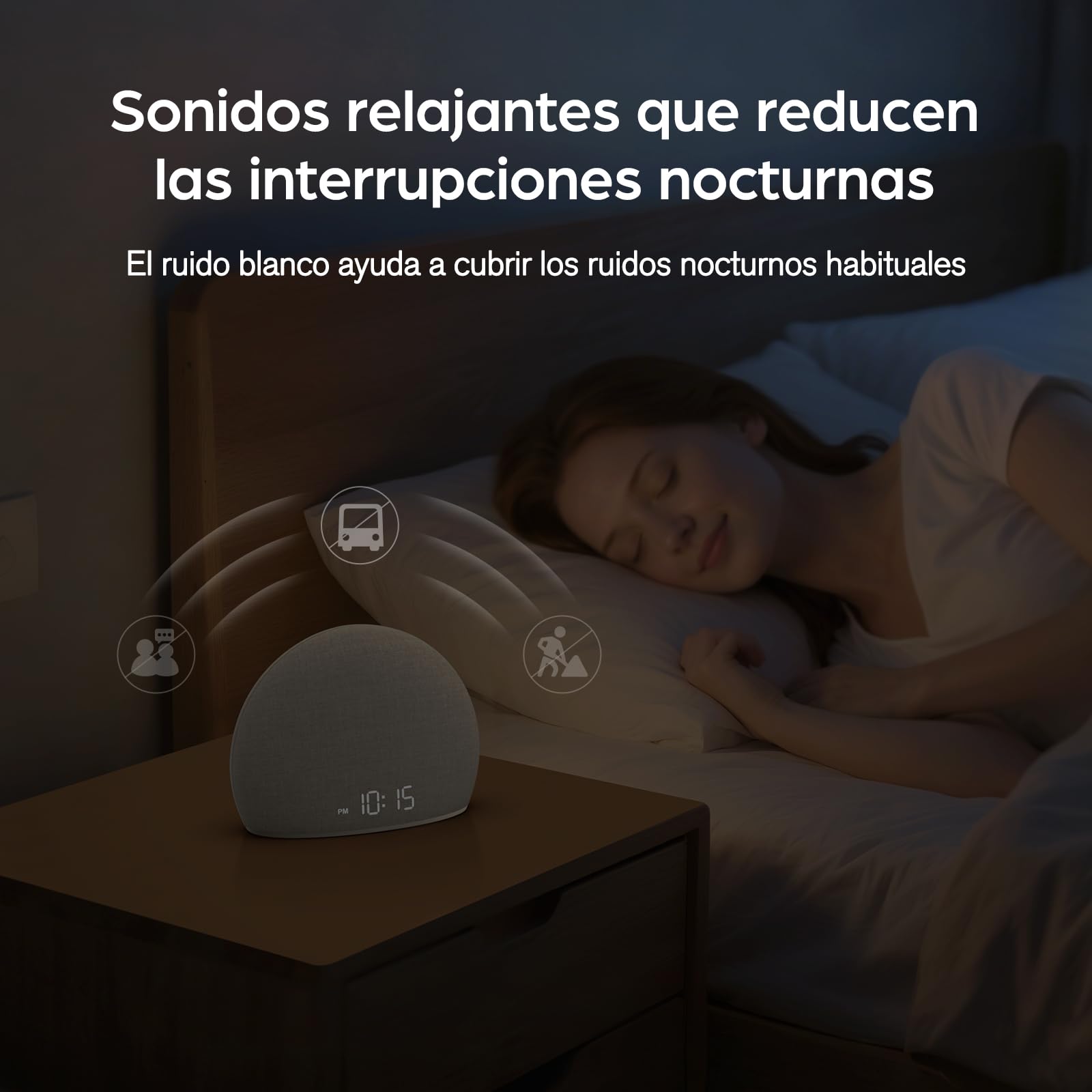 DOUMOSH Despertador con Luz de Amanecer y Máquina de Ruido Blanco | Luz Natural con Alarma Suave, 20 Sonidos Relajantes, Pantalla Regulable, Diseño sin Pantalla