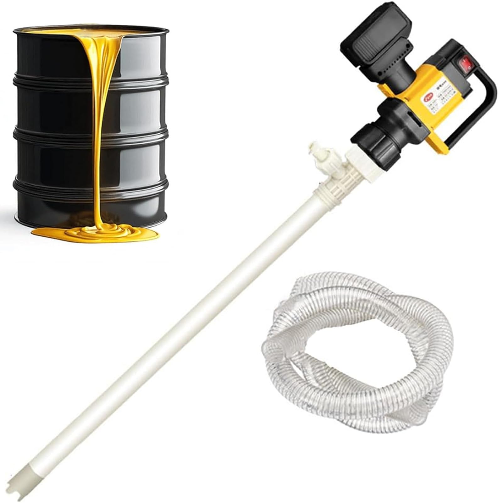 Bomba de barril eléctrica inalámbrica, bomba de transferencia de combustible de mano, 3 velocidades, elevación de 7 m, flujo de 10-130 l/min, para aceite hidráulico diésel queroseno y agua