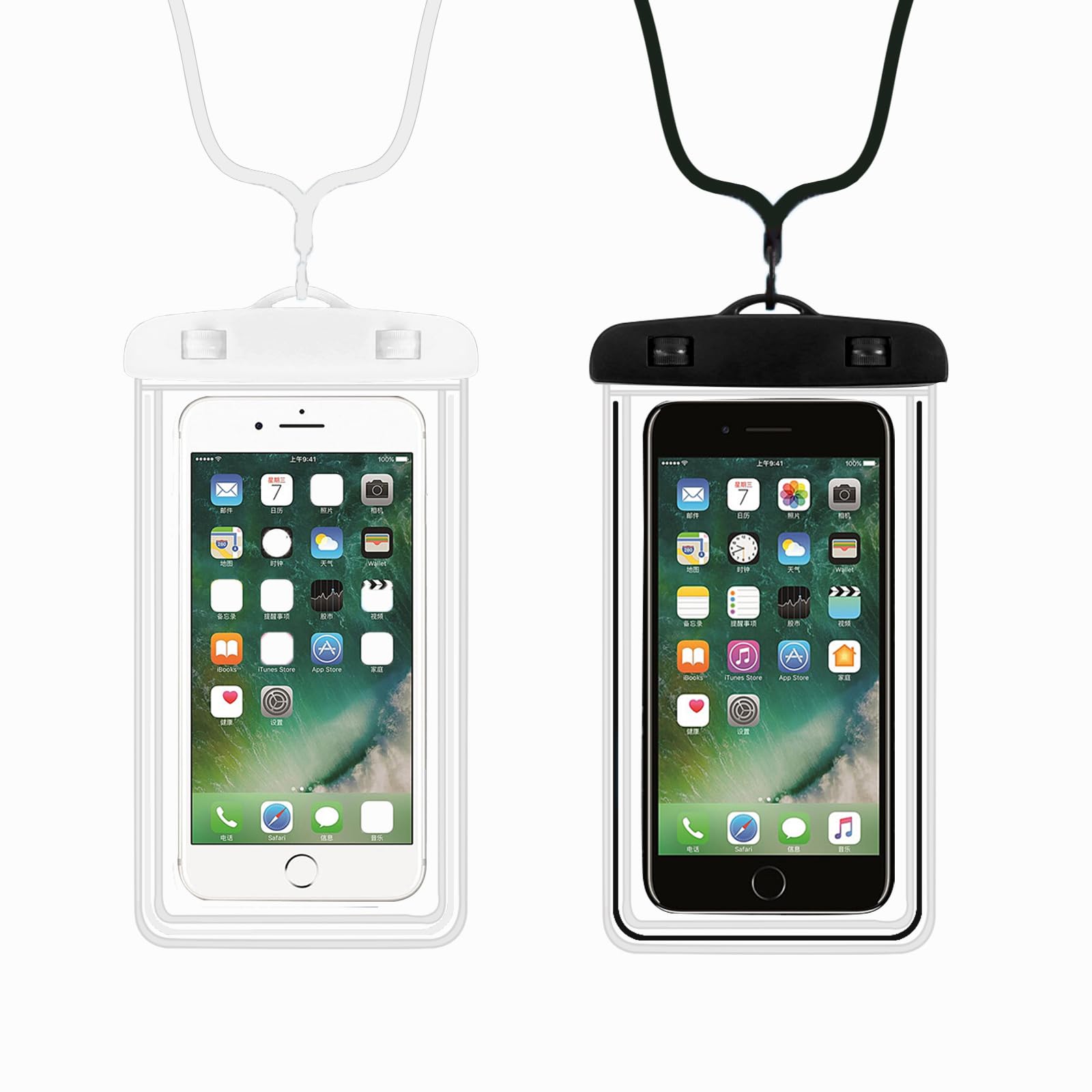 SHARLUZOU 2-Pack Waterproof Phone Pouch?Waterproof Phone Case for iPhone 15 14 13 12 Pro Max XR X SE 2022 8 Samsung S24 S23 S22(Black+White)