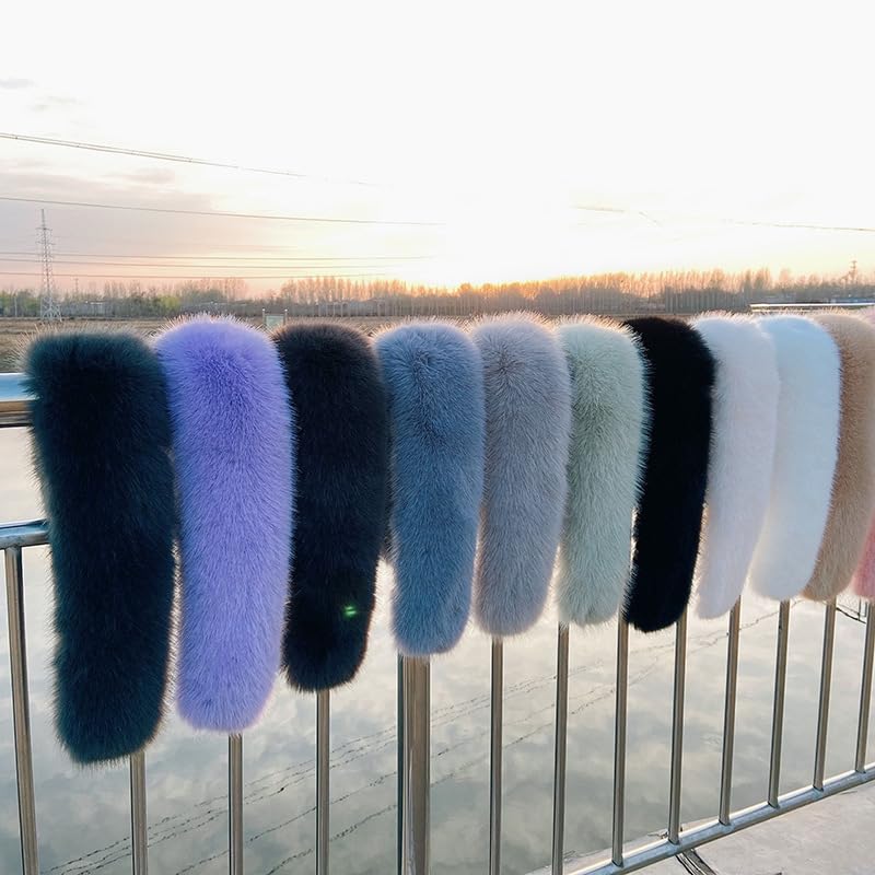 BrightGlow Kapuzenfell Kragen aus Kunstpelz für den Winter Wärm Fellkragen für Kapuze Winter Schal Kunstfell Pelzkragen Fellimitat Fuchs Pelzkragen Fauxpelzkragen für Kapuze Wintermantel Rot 75CM