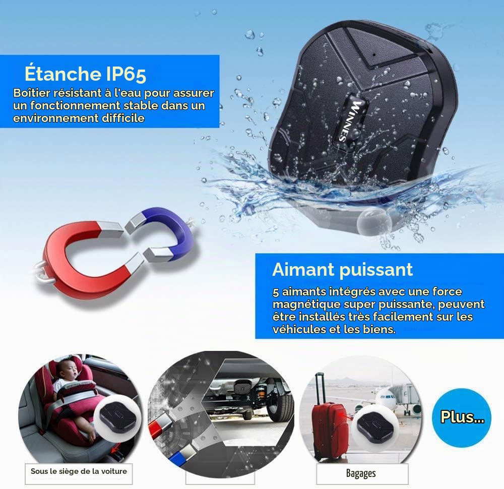 4G Traceur GPS TK905 avec Micro et Magnétique Tracker GPS Carte SIM Batterie Rechargeable, Alarme Vibrante, Gestion Multi-appareils, Installation Magnétique, Positionnement Précis pour Moto et Voiture