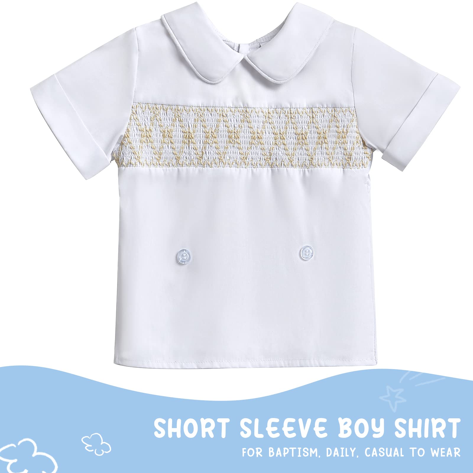Booulfi Kleinkind Jungen Kleidung Baby Junge Sommer Outfits Kurze Sets Weißes Kleid Hemd Shorts Baby Jungen Bekleidungssets 3 Monate - 5T