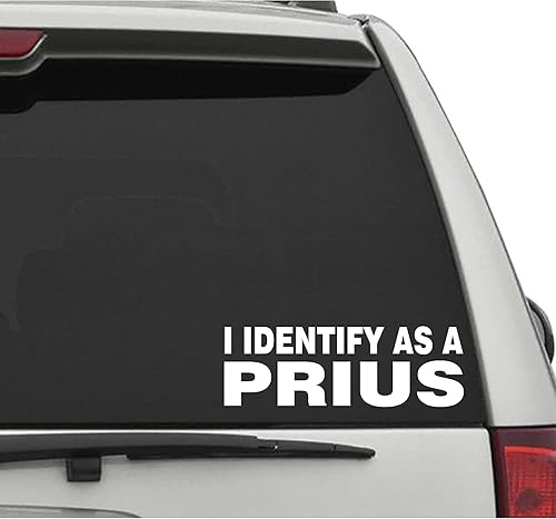 WSQ Adhesivo de vinilo con texto en inglés I Identify AS A Prius vinilo de alta calidad blanco para parachoques de automóvil camión camioneta SUV