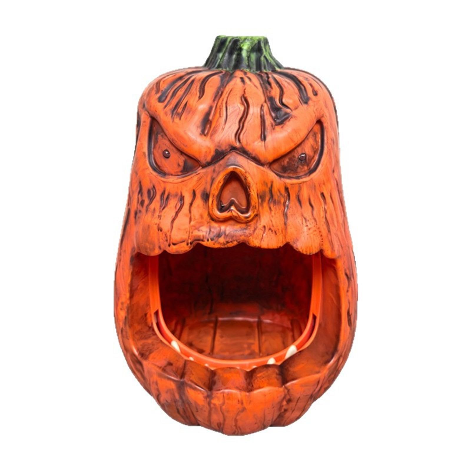 PANGBOER Sound-Activated Illuminated Pumpkin Ornament PVC Candy Holder Container for Desktop Shelf Halloween Party Centerpieces Permanent Halloween Accessory