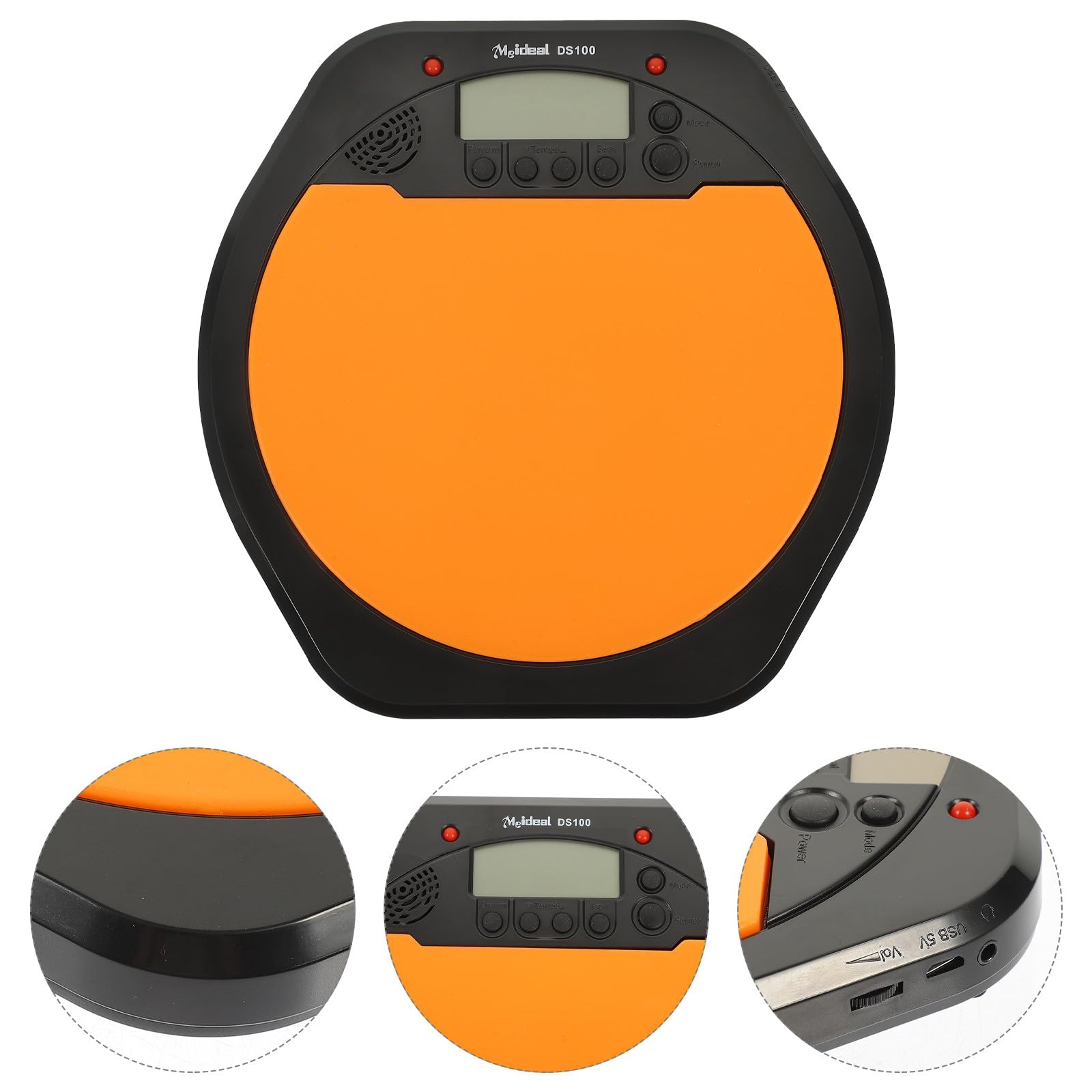 Metrónomo de Batería Digital Pantalla Lcd y Medición Tap Tempo, Pad de Batería Electrónica de Abs y Silicona para Principiantes