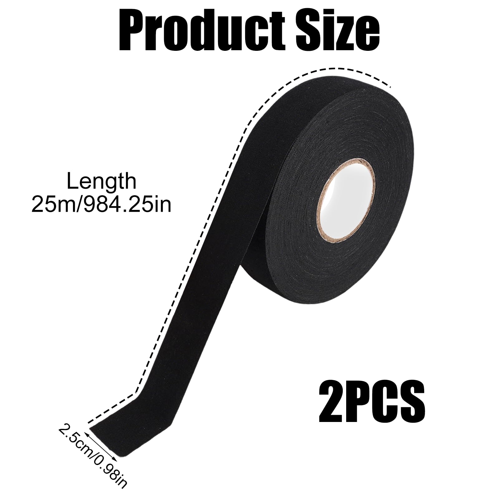 2 Rouleaux Ruban de Bâton de Hockey, 25m x 25mm Ruban de Hockey Adhésif, Antidérapant, pour Tennis, Badminton, Golf, Squash, Canne à Pêche, pour Équipement de Fitness, Musculation et Calisthenics