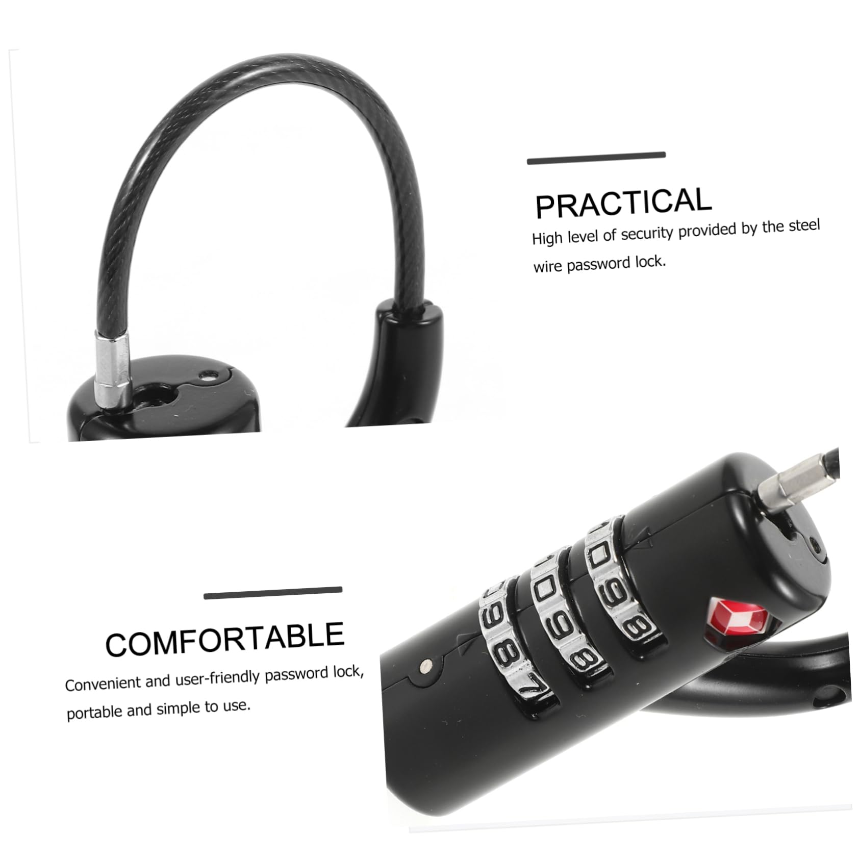 SOLUSTRE 3piezas Candado De Combinación Para Equipaje Cable De Inoxidable Bloqueo Seguro Para Maletas y Mochilas Para Viajes Tsa y Protección De Pertenencias