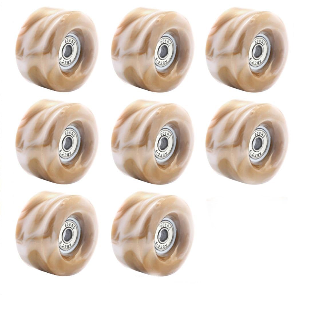 Photo 1 of Yidome 8 Piece 82A 58mm x 32mm QUAD Roller Skates Wheels with 608RS Bearings double Line Skates Wheels for Skateboard Roller Skates Wheel(Gold Pink)