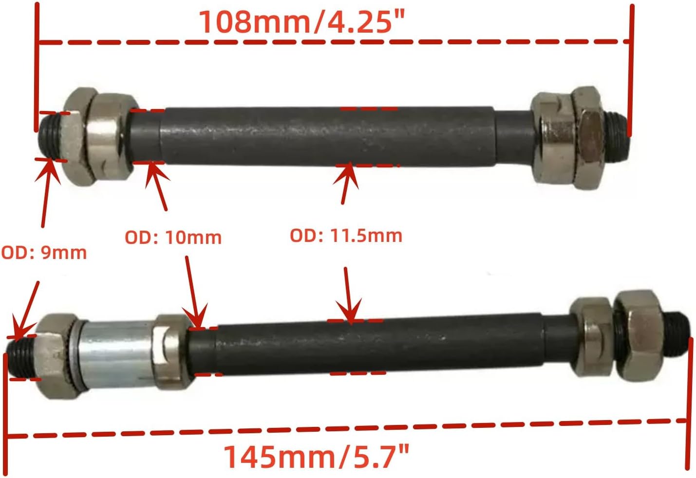 XYAUTO Bicycle Axle Hollow Hub Axle with Bearing, Bicycle Wheel Hub Axles Kit Front and Rear, fit Mountain Bike Quick Release Hubs 108mm/145mm