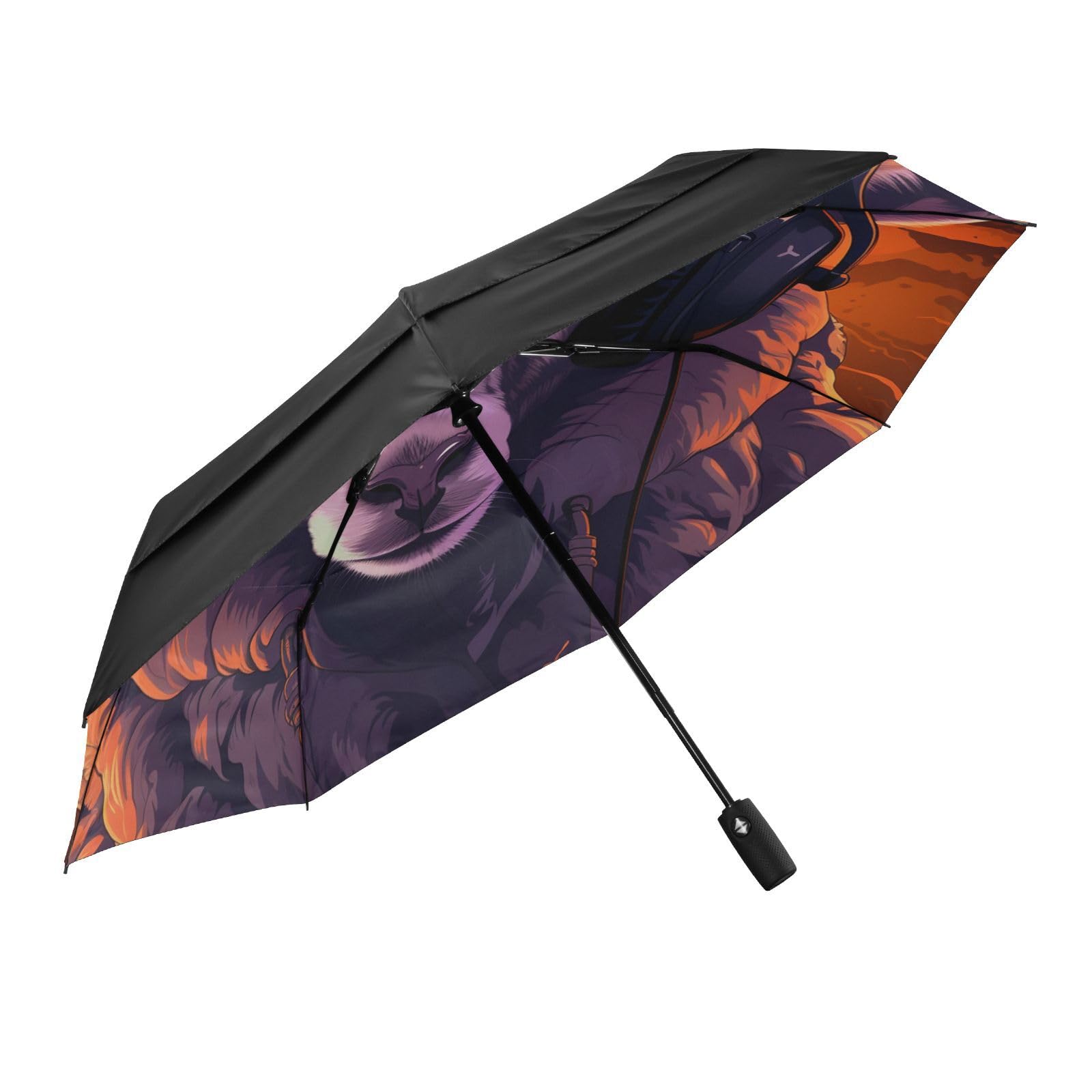 Ovejas De MúSica Fresca Paraguas de Viaje Resistente al Viento Apertura Cierre AutomáTicos,Compacto con ProteccióN Solar UPF 50+ Ideal para JóVenes Chicas