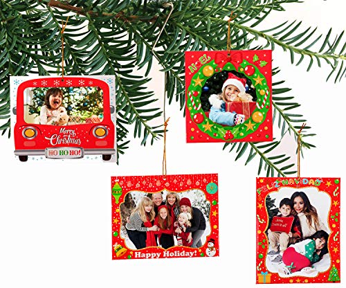 jollylife 20PCS Christmas Photo Frame Ornaments - Xmas Tree Party Decorations Family Picture