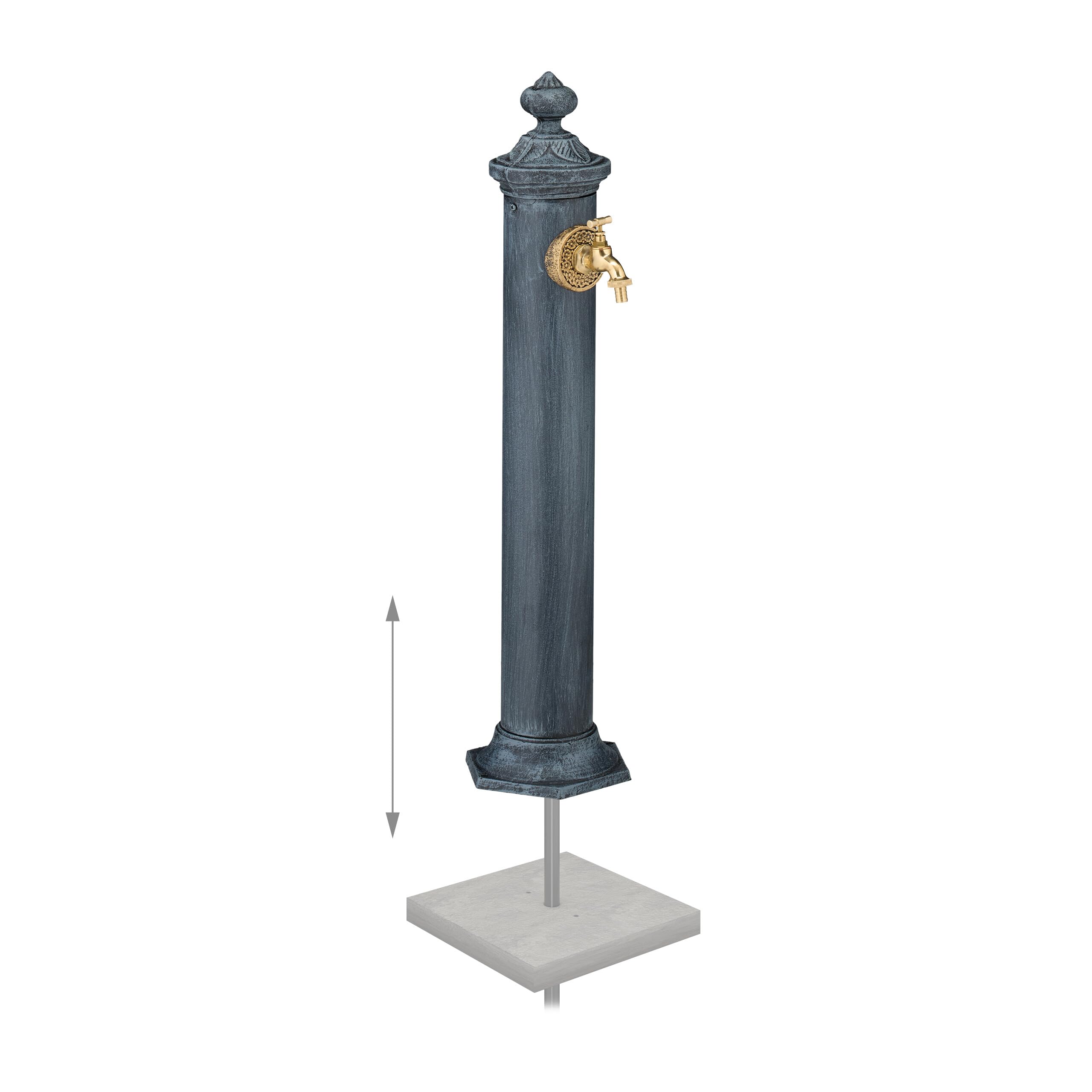 Relaxdays Fuente de Agua de Estilo Antiguo, con Grifo Jardín, 84x21,5x25 cm, Terraza, Patio, Decorativa, Gris