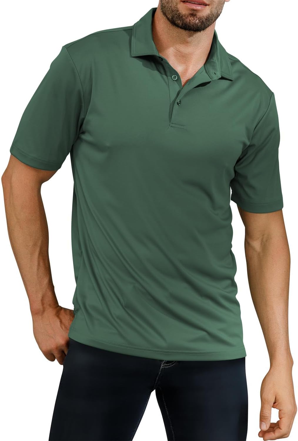 Golf Shirts for Men - Short Sleeve Performance Solid Moisture Wicking Polo Shirt - Image 2