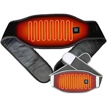 Carbon Fiber Heating Belt with 3-Temperature Settings, Waist Trimmer & Pain Relief Wrap, Portable USB Powered Neoprene Belt for Lower Back, Period Cramps, Shaping | Gray/Black