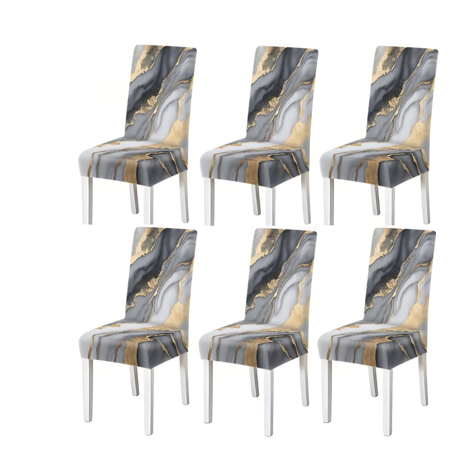 Grey Damask Chair Covers Set Of 2/4/6, Elegant Stretch Dining Chair Slipcovers Removable Stretch Slipcovers for Dining Chairs(6PCSChair cover)