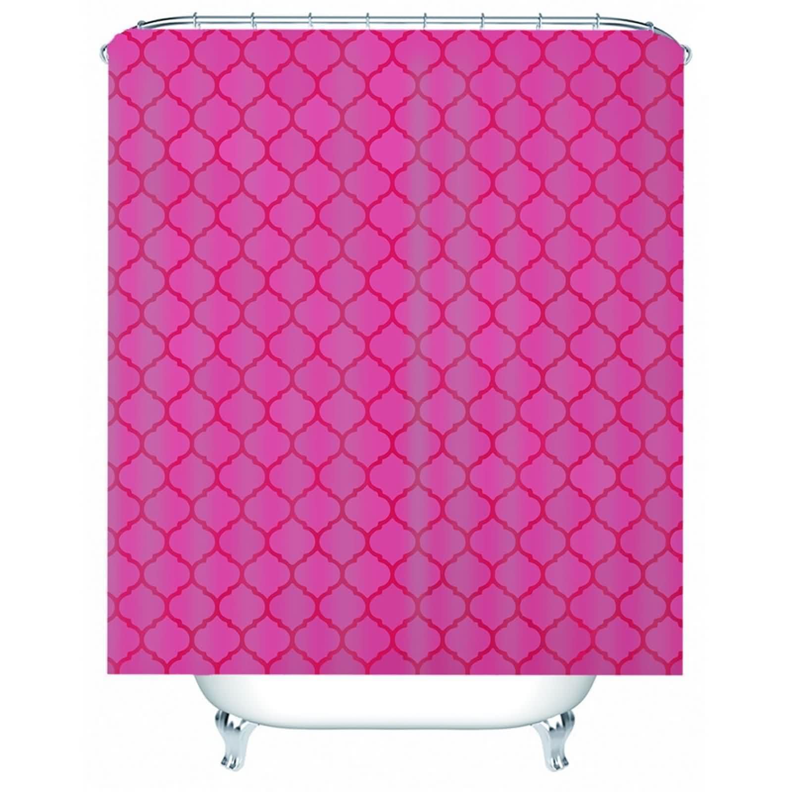 Rideau de douche anti-moisissure lavable rose rouge en tissu imperméable