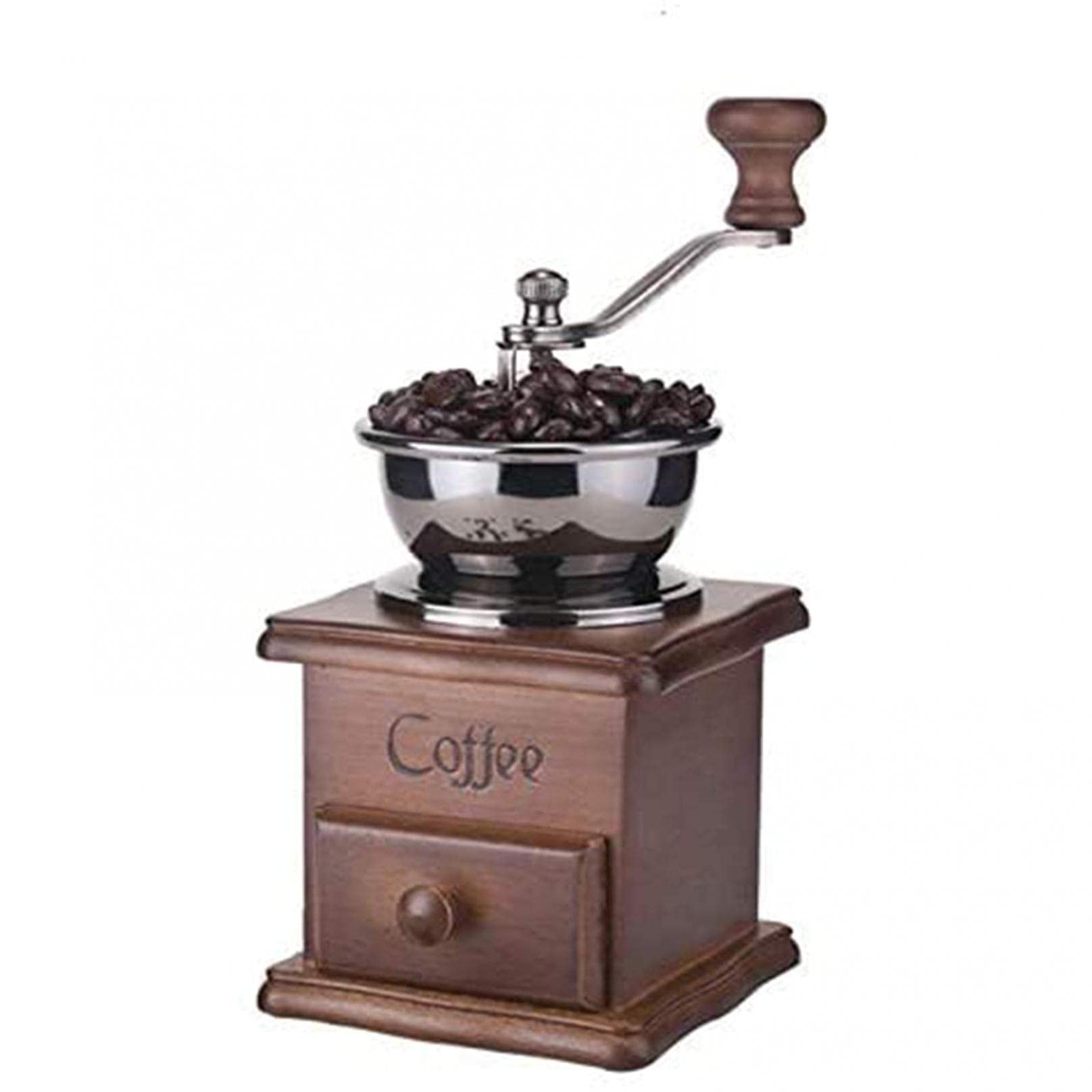 Macinacaffè Manuale, Macinacaffè Vintage A Manovella in Legno con Impostazione di Macinatura, Macinacaffè per Casa, Ufficio in Viaggio Campeggio, A