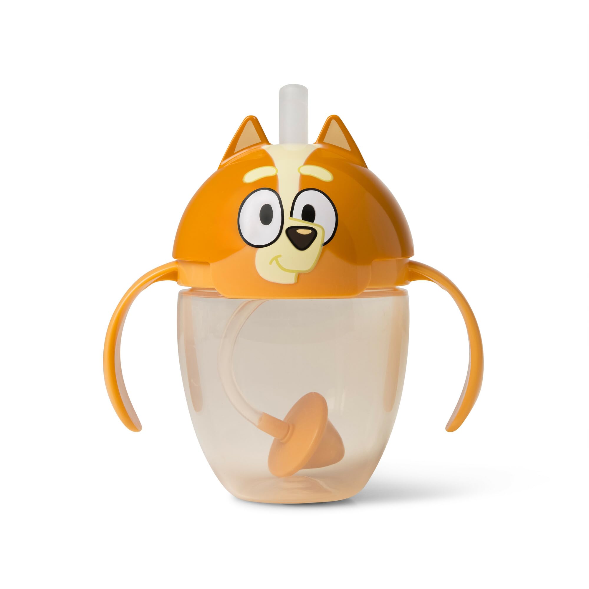 The First Years Bingo Weighted Straw Cup - Spill Proof Toddler Straw Cups with Flip Top Cover - Bluey Cups for Everyday Sipping - Toddler Feeding Supplies - 7 Ounce - Ages 6 Months and Up