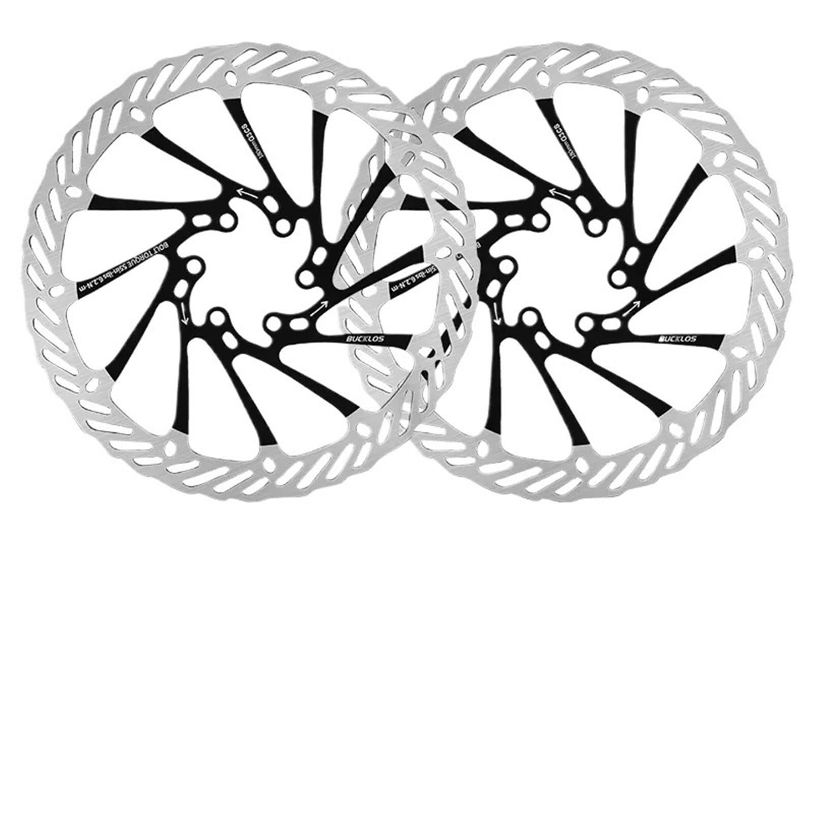 Pinzas de pistones de freno Rotor de freno de disco hidráulico MTB ultraligero 160/180/203mm bicicleta de carreras de carretera de montaña con 6 pernos gratis(Black-180MM-2PC)