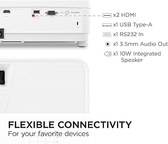 ViewSonic PX700HDH 1080p Full HD Projector, 3700 ANSI Lumens, 22,000:1 Contrast, 16ms Low Input Lag, Up to 300" Screen, Dual HDMI, USB Power, Built-in Speaker, for Home, Office and Classroom