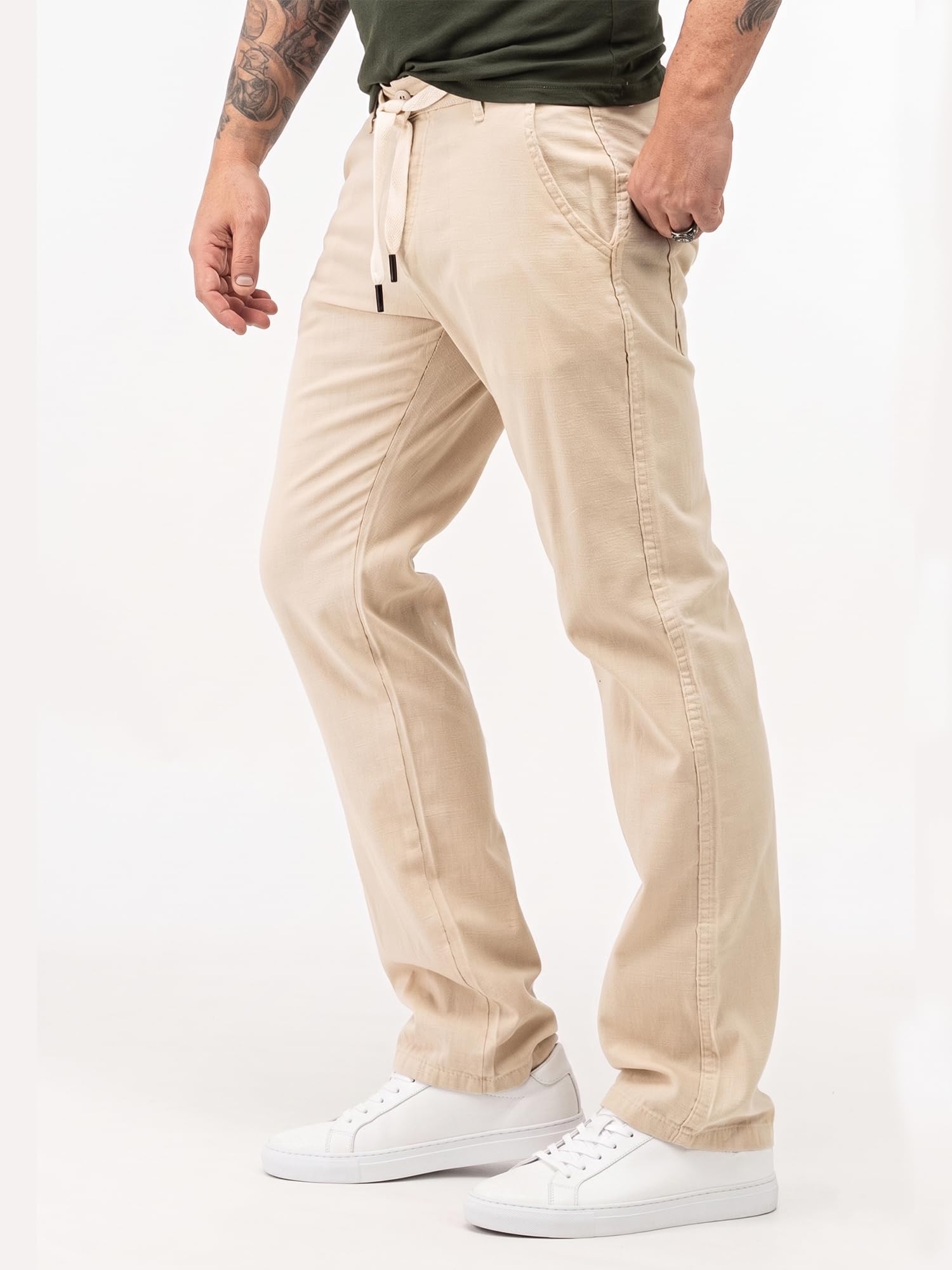 Rock Creek Herren Leinen-Optik Hose Stoffhose RC-2152