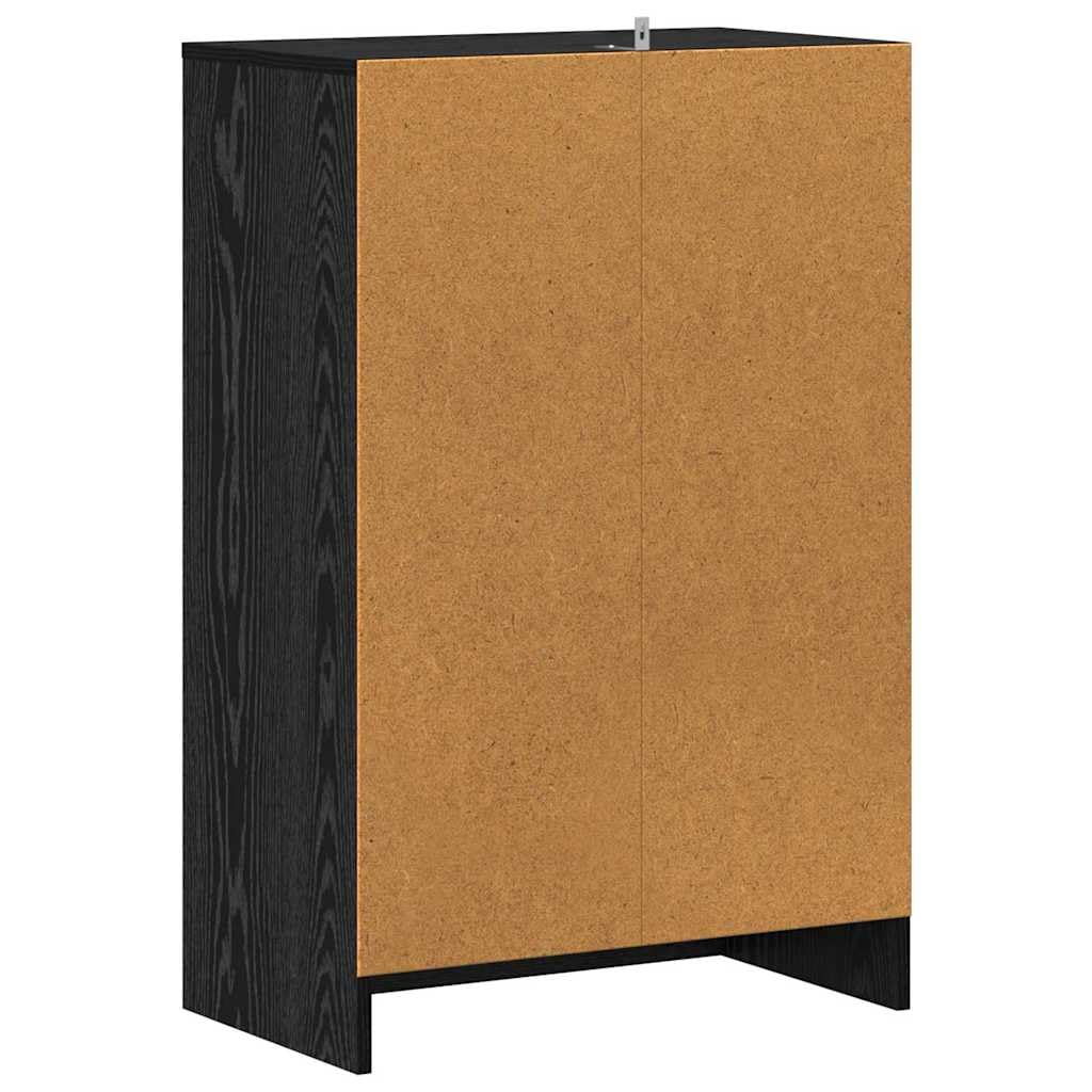 Scarpiera nera effetto quercia in legno 60 x 35 x 92 cm con 6 ripiani, armadio per corridoio, ingresso, scarpiera e ordine