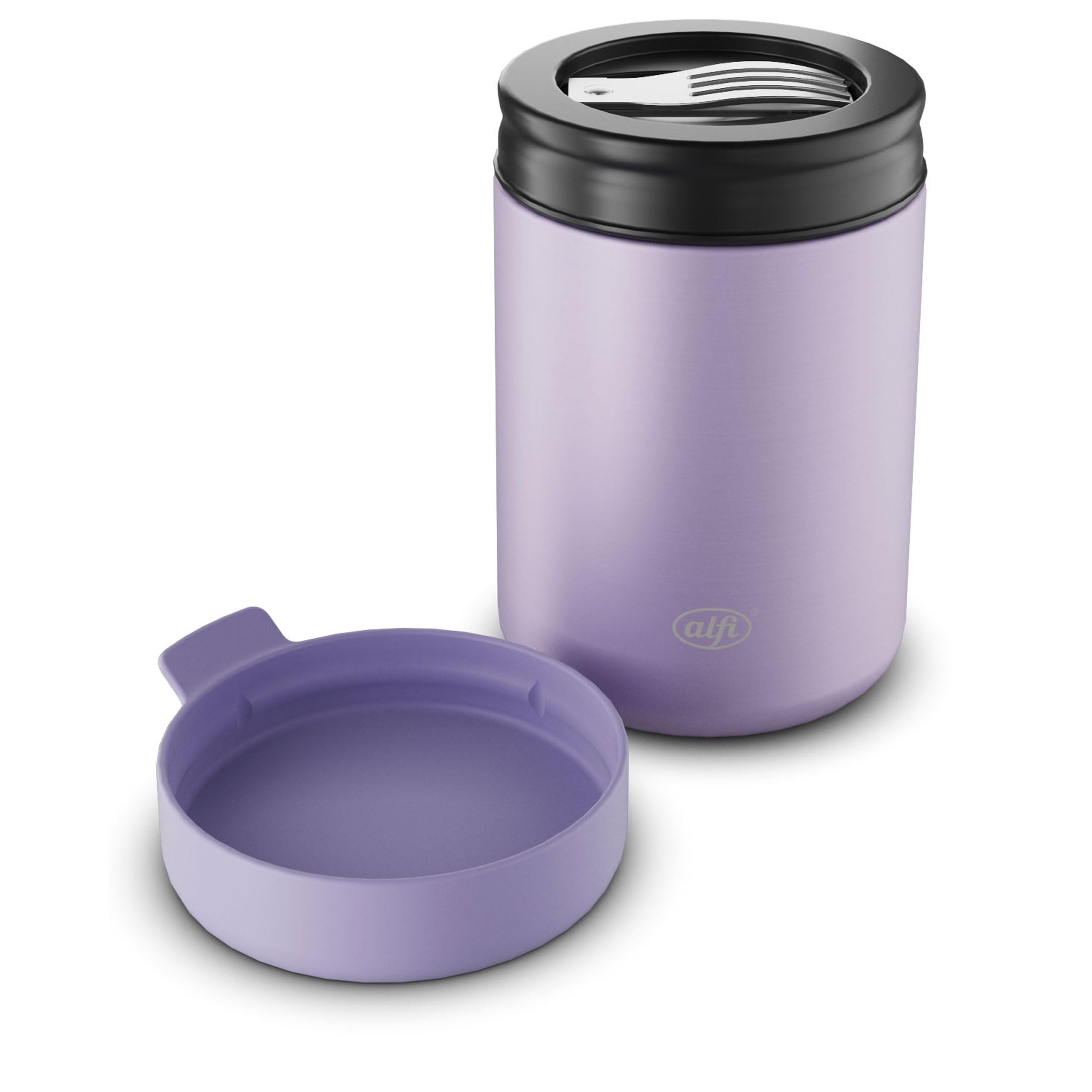 alfi ISO FOOD MUG 350 ml, fioletowy pastelowy, pojemnik termiczny ze stali nierdzewnej, pojemnik termiczny na zupy, sałatki, musli na wynos, utrzymuje ciepło przez 5 godzin, zimno przez 10 godzin,