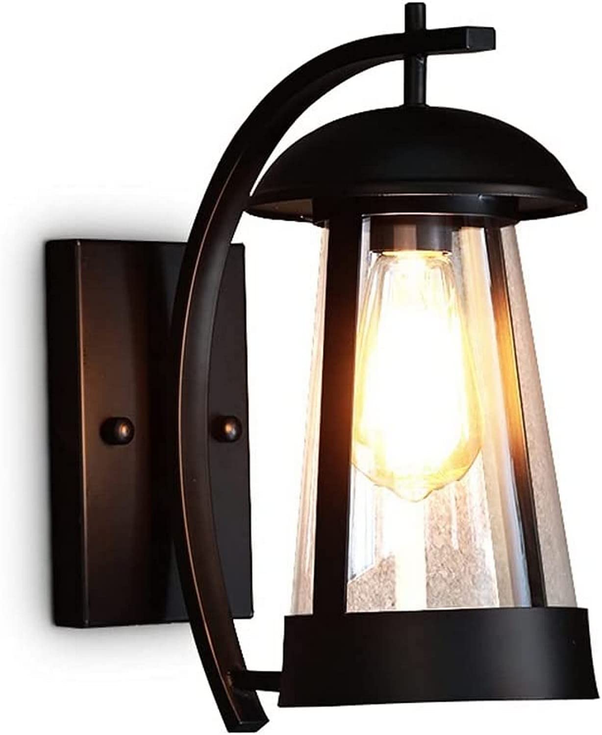 VDOQTLJT Wall Sconces Garden Light Modern Lighting Waterproof Outdoor - Bracket Lamp Fittings Wrought Iron Sconce with Clear Glass Shade Decoration Compatible with Pat