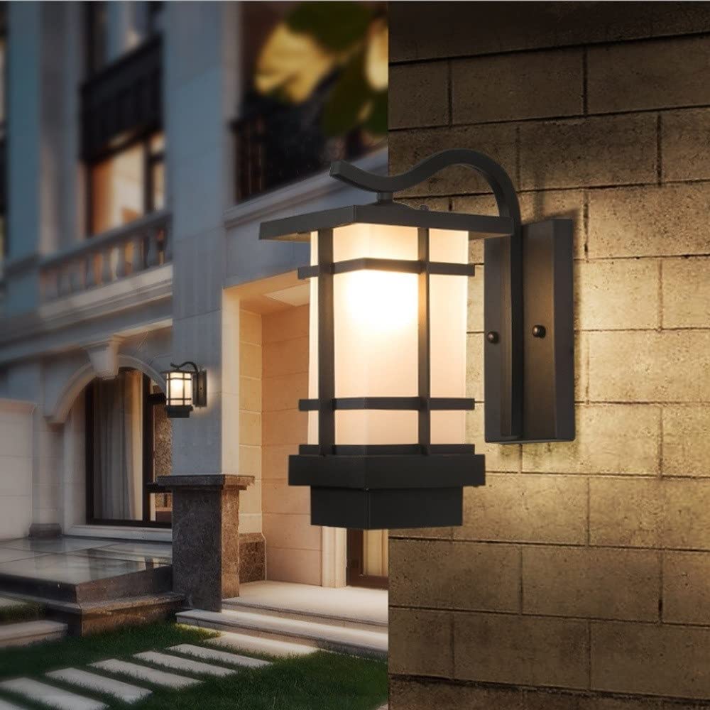 QXGJTLI Retro Waterproof Home LED Courtyard Wall Sconce Chinese Outdoor Wall Lamp Square Shape Wall-mounted Wall Luminaire Aluminum Glass Durable Wall Light Cafe Hotel Bar Wall Lantern E27 Base