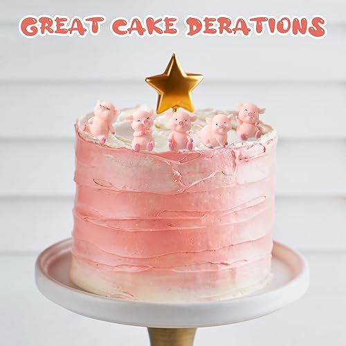 Miniatura 7 de Sintuff 24 piezas de mini figuras de cerdo para cupcakes, pequeños cerdos de resina, estatuas de juguete de cerdo, manualidades para niños, pastel